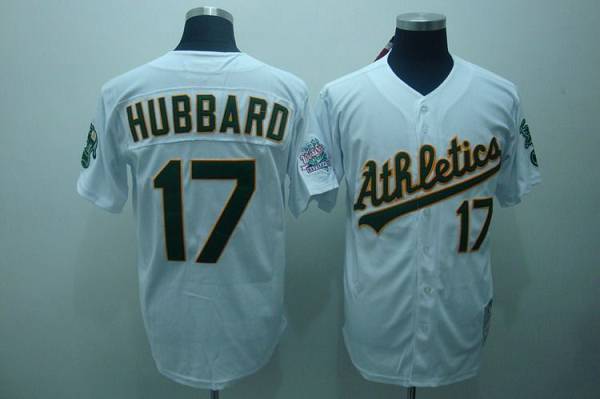 Mitchell and Ness Athletics #17 Gelenn Hubbard Stitched White Throwback MLB Jersey - Click Image to Close